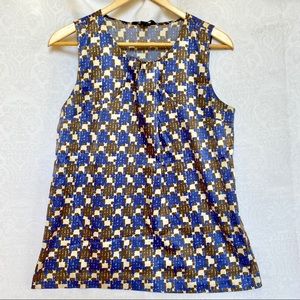Banana Republic Top Blue Brown Silky Work Tank S